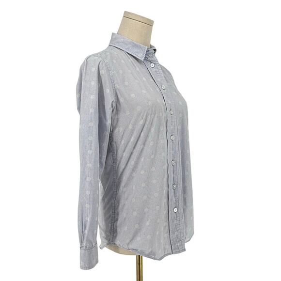 Lizwear Polka Dot Button Front Shirt Women's Size S Light Blue Casual - Picture 2 of 7